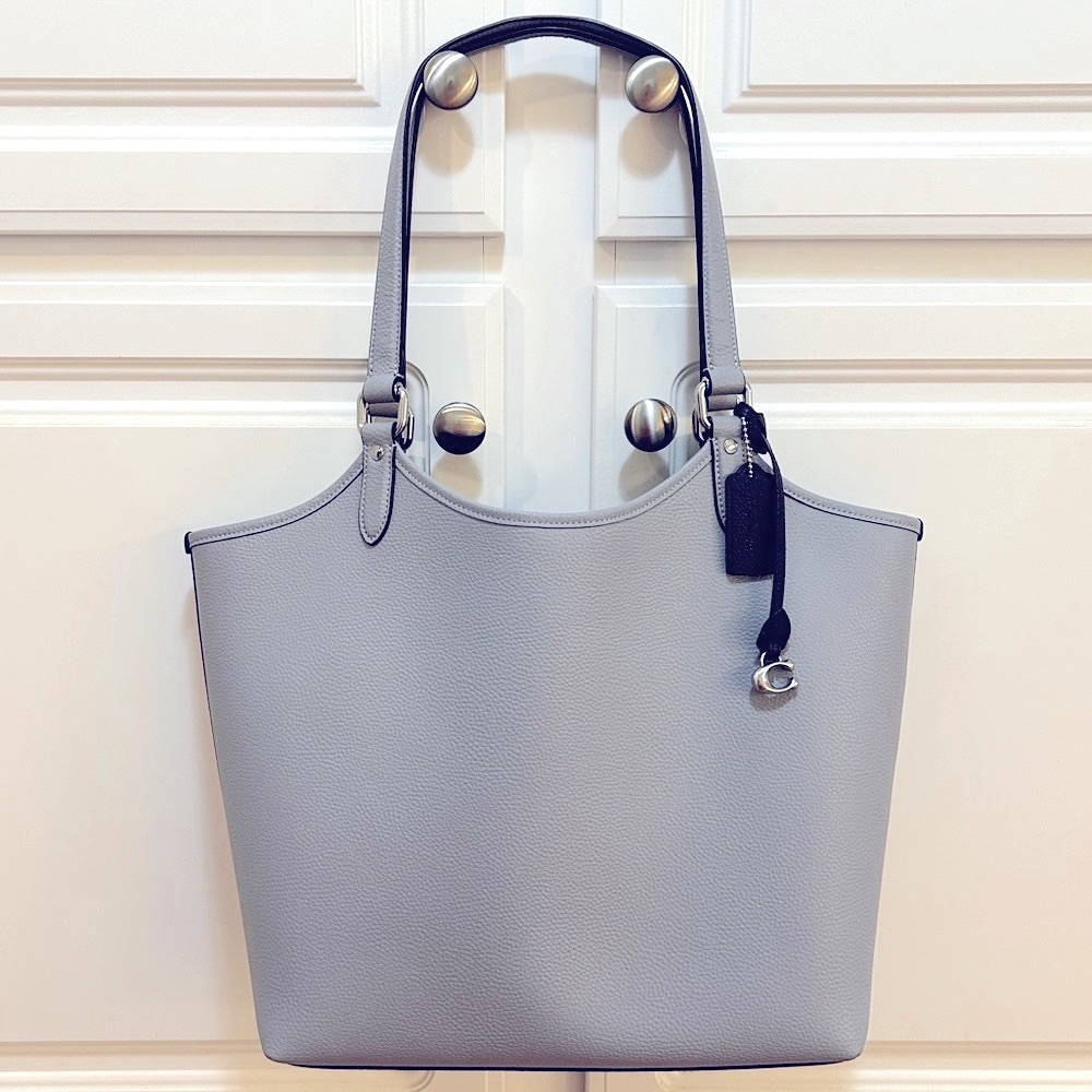 Coach Pebbled Leather Day Tote Grey Blue C6337